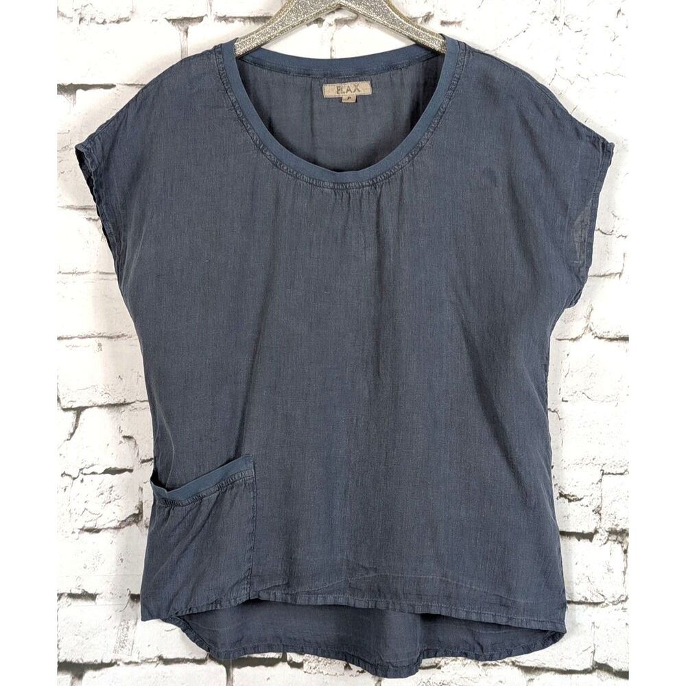 FLAX Linen Top Lagenlook Minimalist Breathable Earthy Natural Size P (4-6)